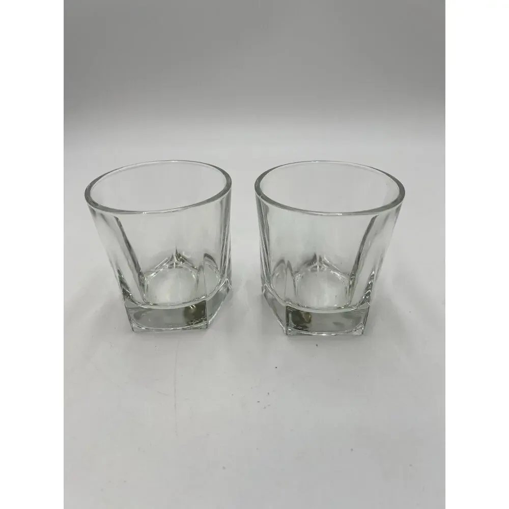 Set of 2 Libbey DuraTuff Inverness Rocks Whiskey Glasses 7 oz Heavy Base